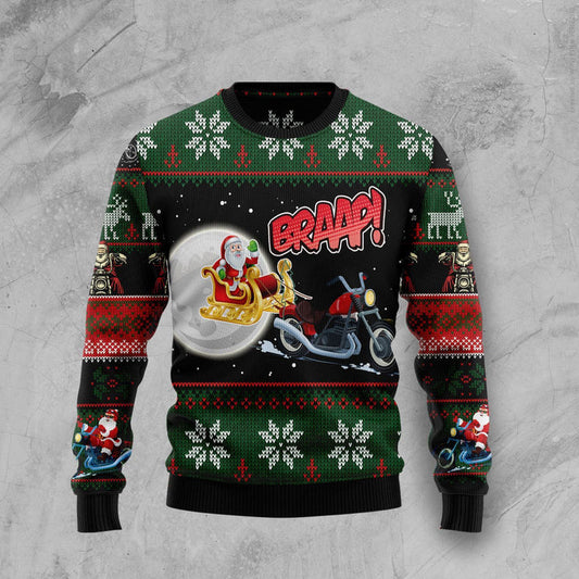 Biker Santa Xmas Ugly Christmas Sweater 