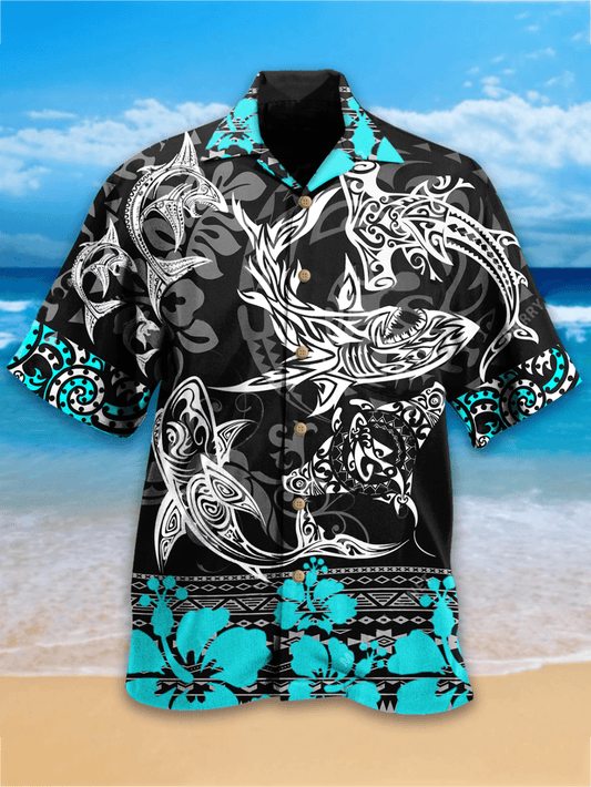 ?Shark Mandala Hawaiian Aloha Shirts #Kv