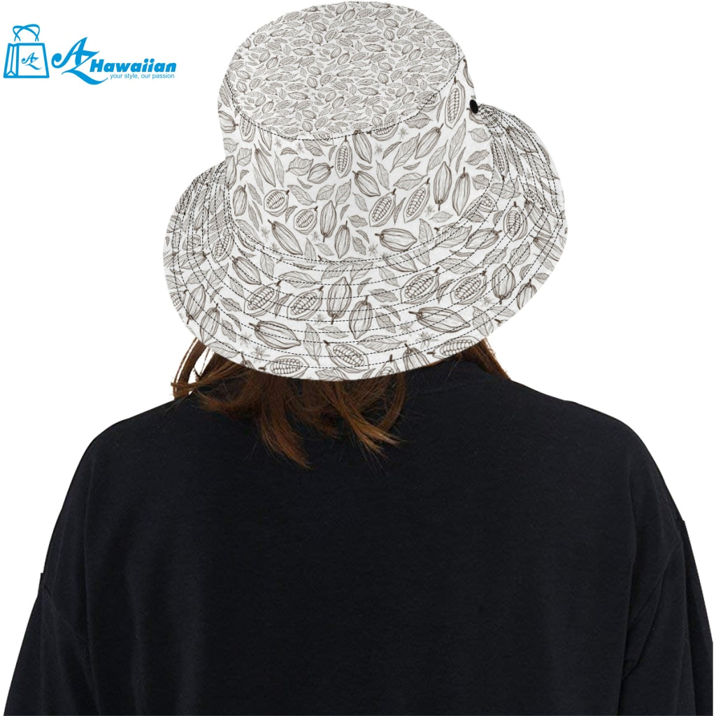 cacao beans leaves pattern Unisex Bucket Hat