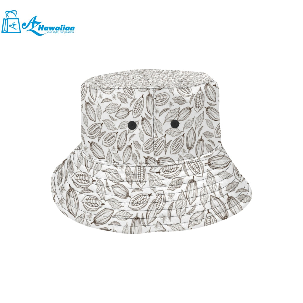 cacao beans leaves pattern Unisex Bucket Hat