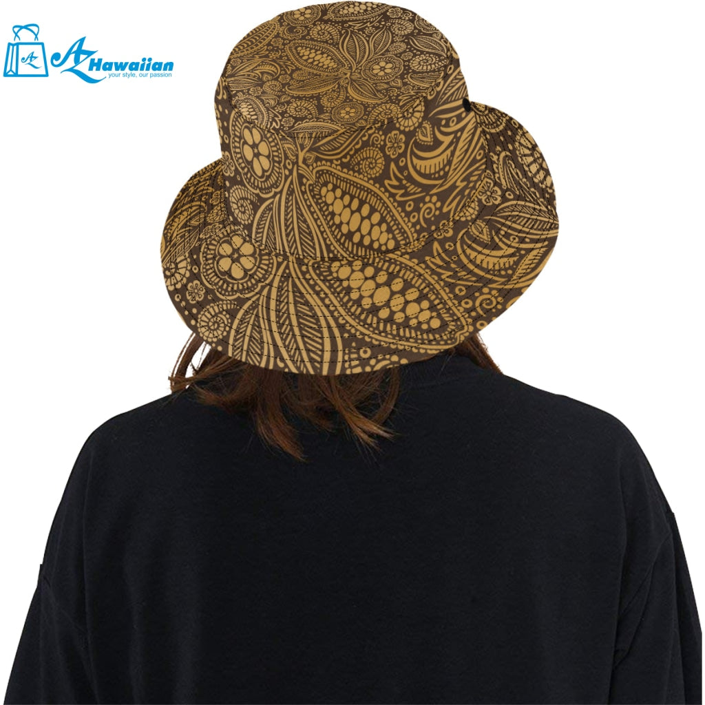 cacao beans tribal polynesian pattern background Unisex Bucket Hat