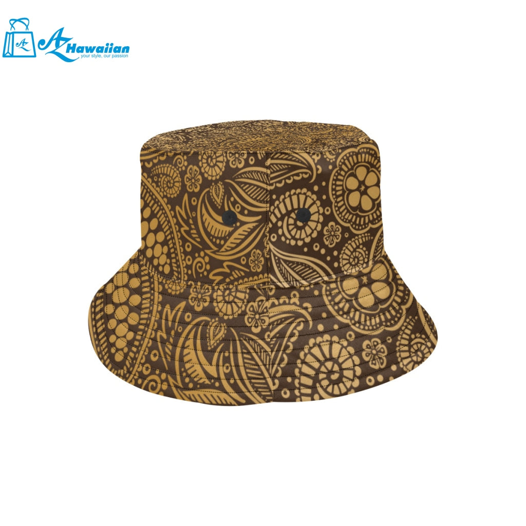 cacao beans tribal polynesian pattern background Unisex Bucket Hat