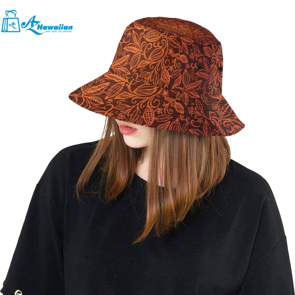 cacao beans tribal polynesian pattern Unisex Bucket Hat