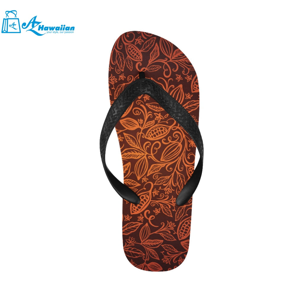 cacao beans tribal polynesian pattern Unisex Flip Flops