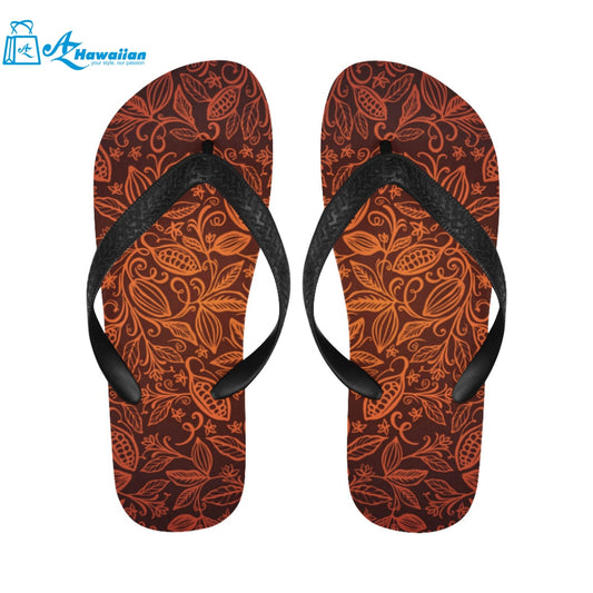 cacao beans tribal polynesian pattern Unisex Flip Flops