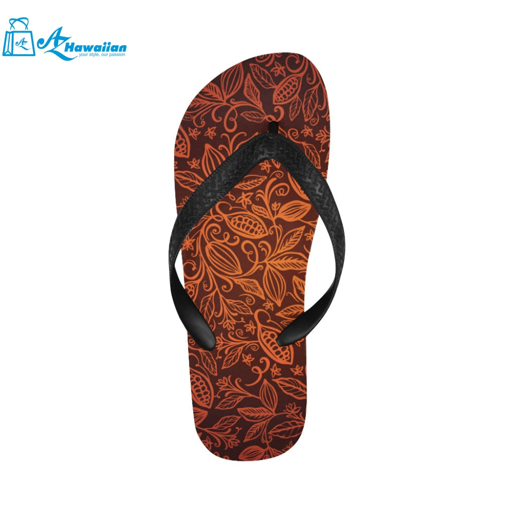 cacao beans tribal polynesian pattern Unisex Flip Flops