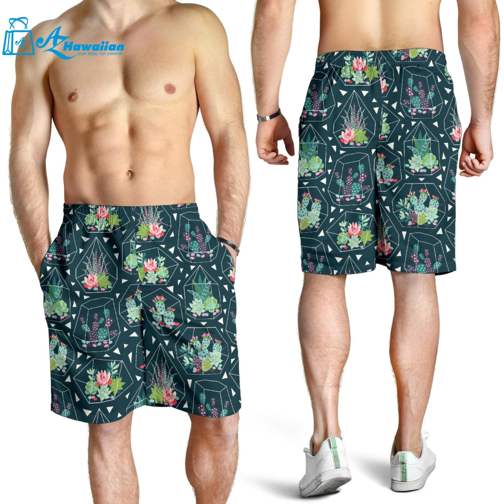 Cactus Glass Terrarium Pattern Men Shorts