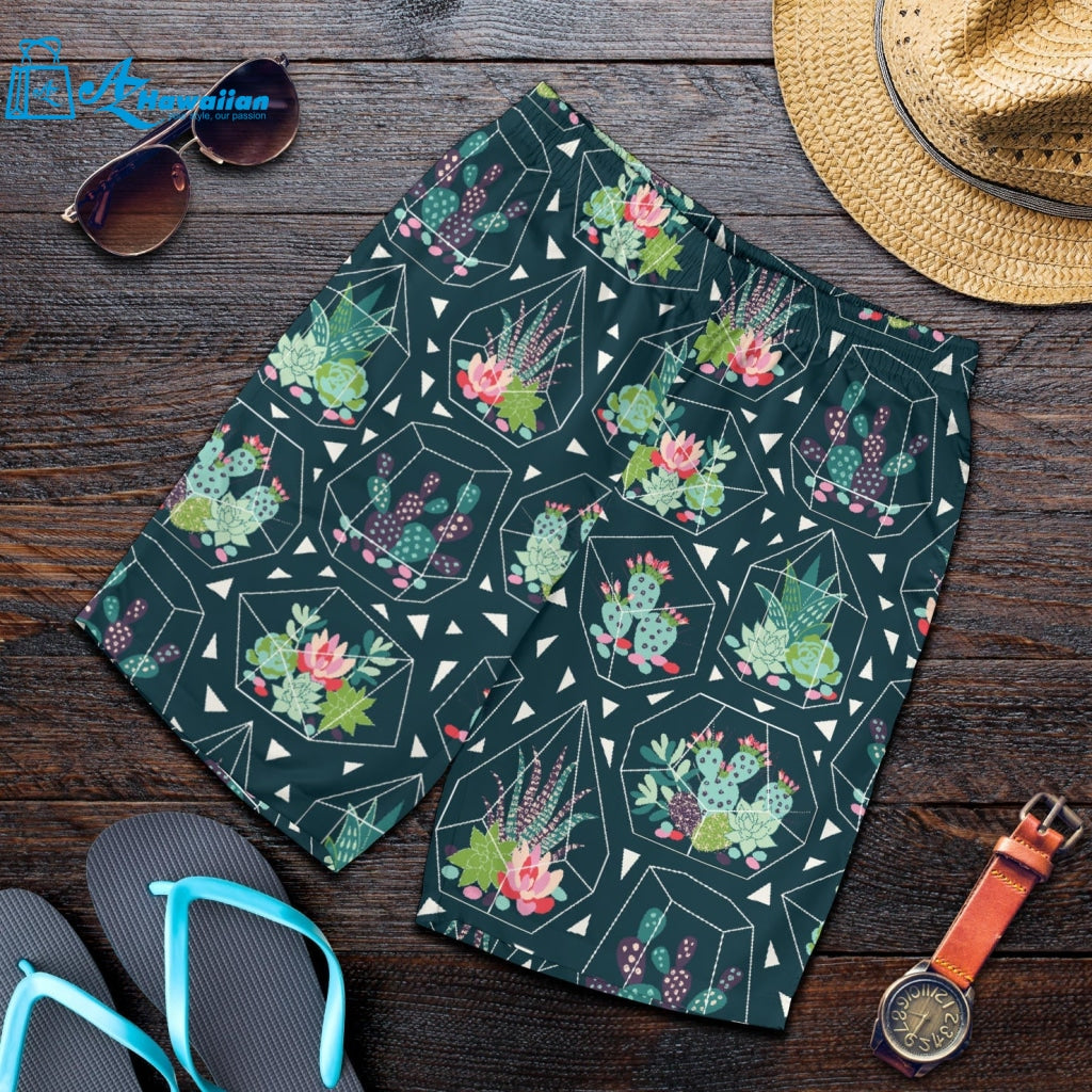 Cactus Glass Terrarium Pattern Men Shorts