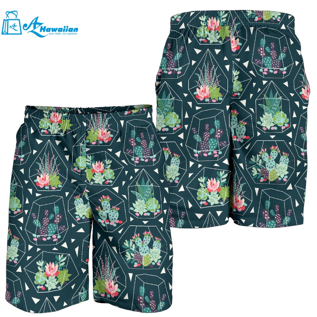 Cactus Glass Terrarium Pattern Men Shorts