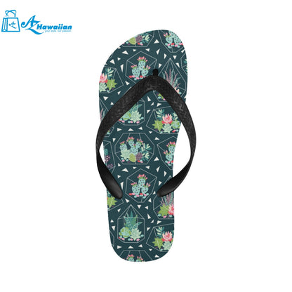 Cactus glass terrarium pattern Unisex Flip Flops