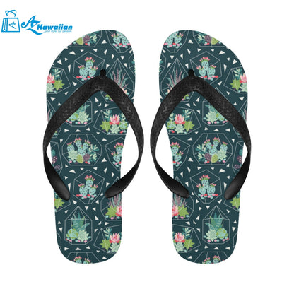 Cactus glass terrarium pattern Unisex Flip Flops