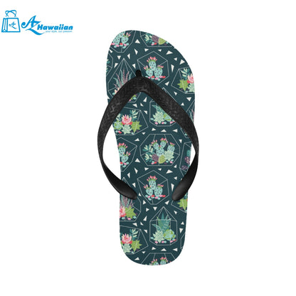 Cactus glass terrarium pattern Unisex Flip Flops