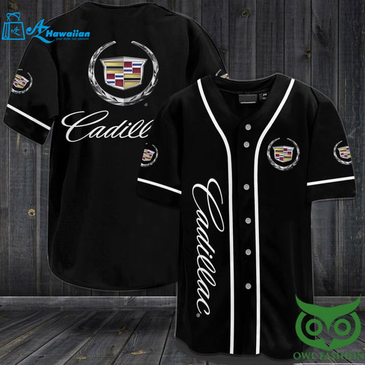 CADILLAC Black and White Baseball Jersey Shirt