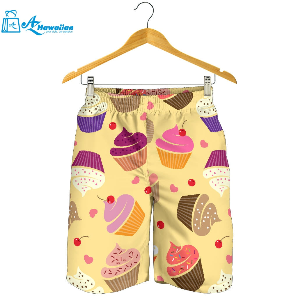 Cake Cupcake Heart Cherry Pattern Men Shorts