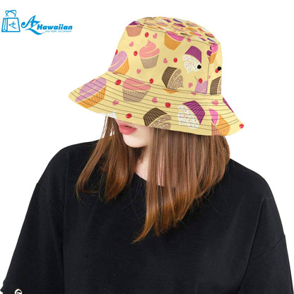 cake cupcake heart cherry pattern Unisex Bucket Hat