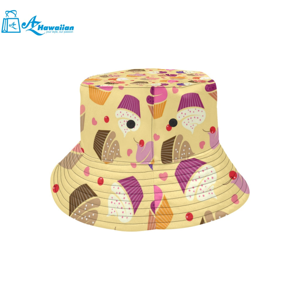 cake cupcake heart cherry pattern Unisex Bucket Hat