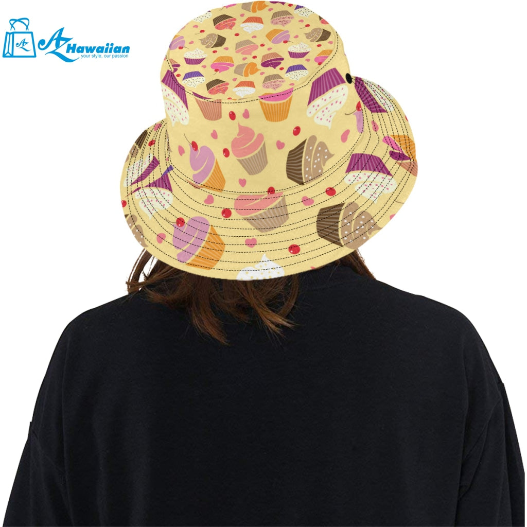 cake cupcake heart cherry pattern Unisex Bucket Hat