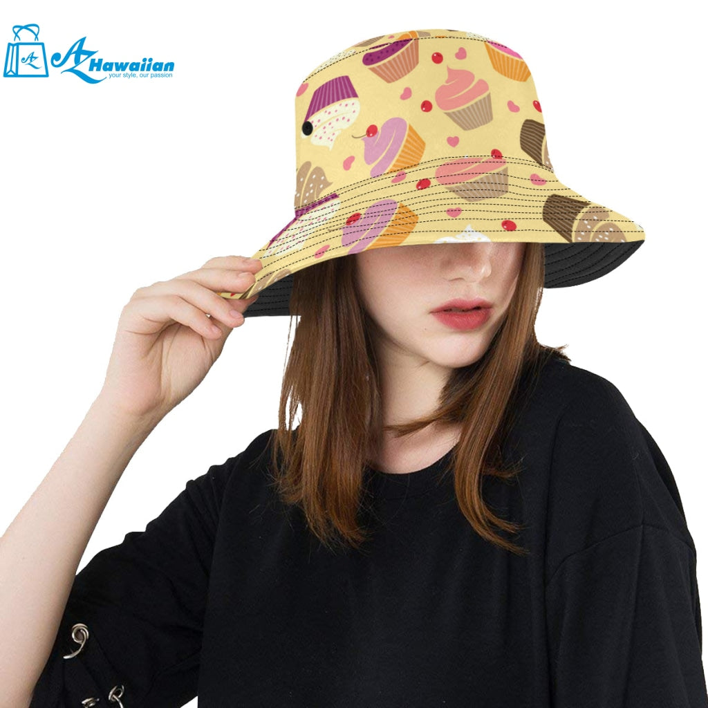 cake cupcake heart cherry pattern Unisex Bucket Hat