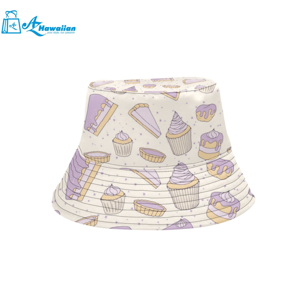 Cakes pies tarts muffins and eclairs purple bluebe Unisex Bucket Hat