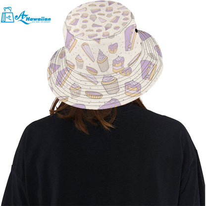 Cakes pies tarts muffins and eclairs purple bluebe Unisex Bucket Hat