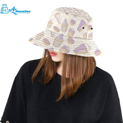 Cakes pies tarts muffins and eclairs purple bluebe Unisex Bucket Hat