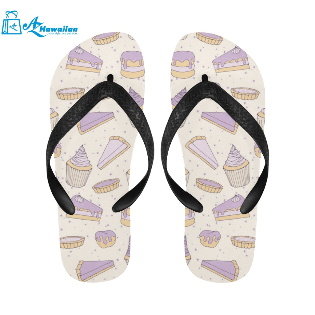 Cakes pies tarts muffins and eclairs purple bluebe Unisex Flip Flops