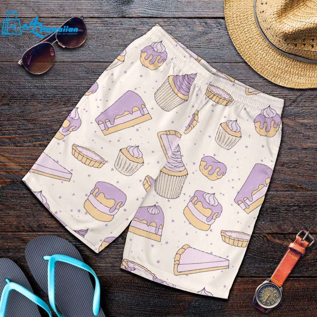 Cakes Pies Tarts Muffins And Eclairs Purple Blueberry Topping Pattern Men Shorts