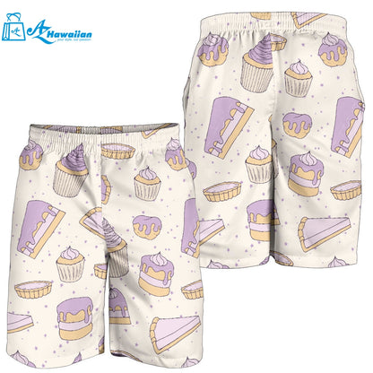 Cakes Pies Tarts Muffins And Eclairs Purple Blueberry Topping Pattern Men Shorts