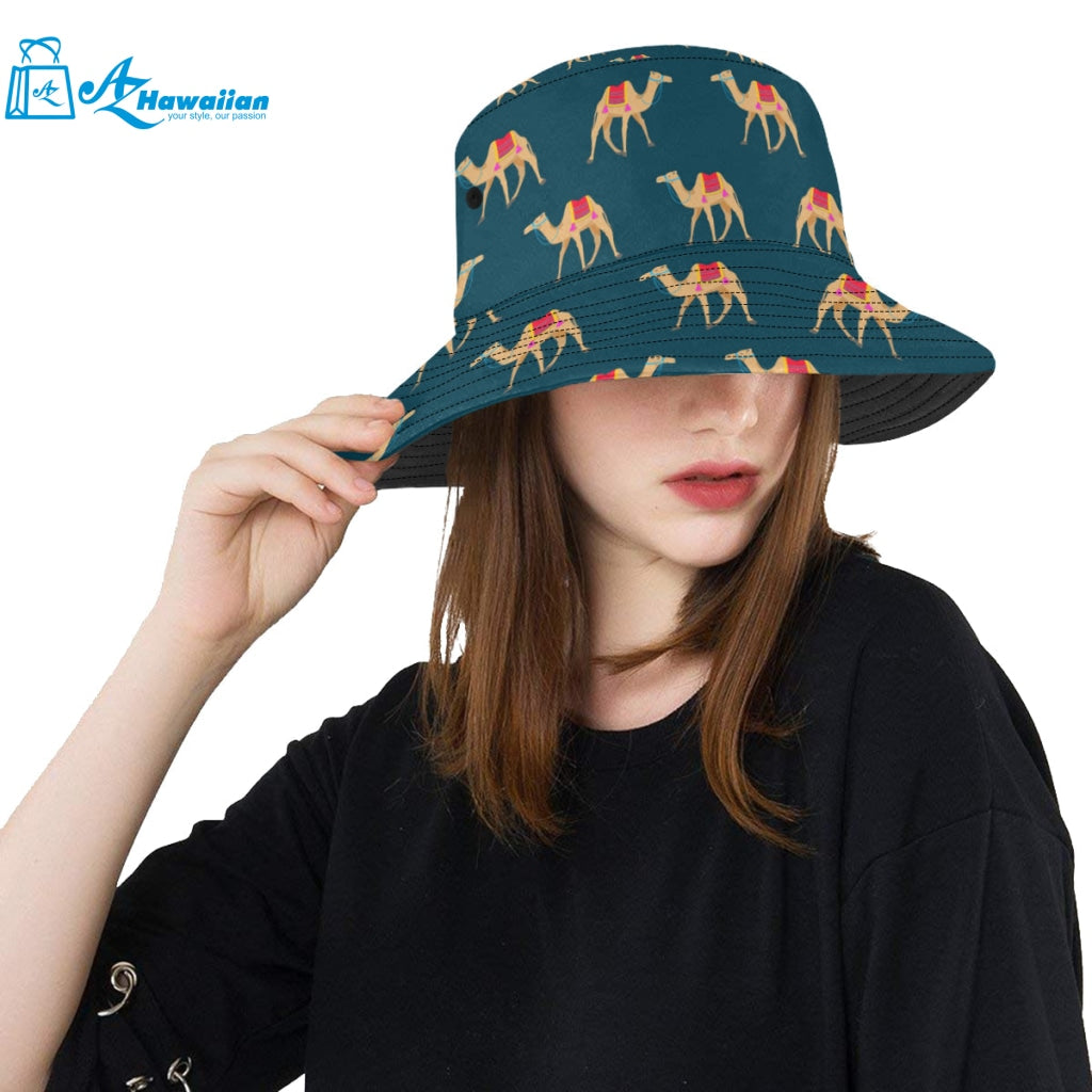 Camel pattern blue blackground Unisex Bucket Hat