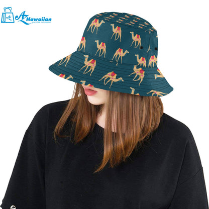 Camel pattern blue blackground Unisex Bucket Hat