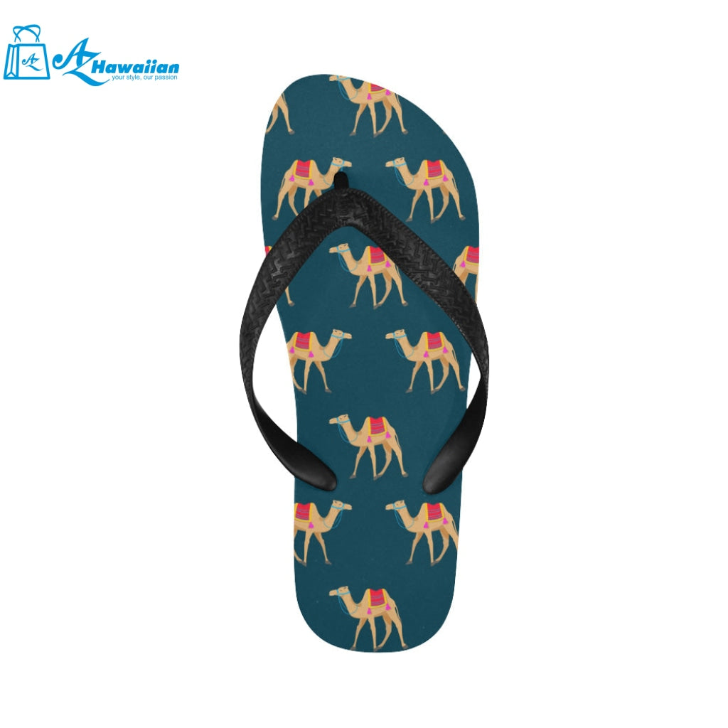 Camel pattern blue blackground Unisex Flip Flops