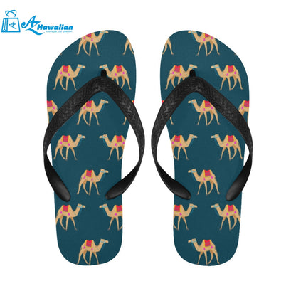 Camel pattern blue blackground Unisex Flip Flops