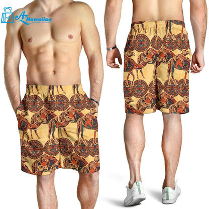 Camel Polynesian Tribal Design Pattern Men Shorts