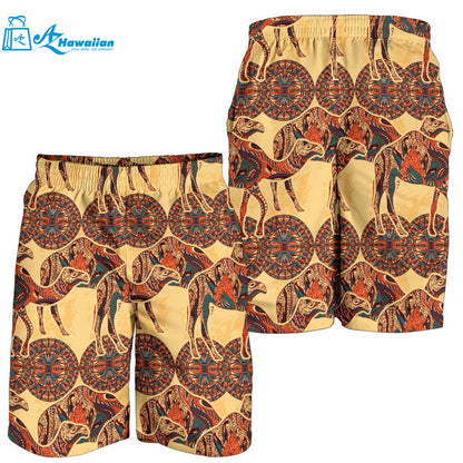 Camel Polynesian Tribal Design Pattern Men Shorts