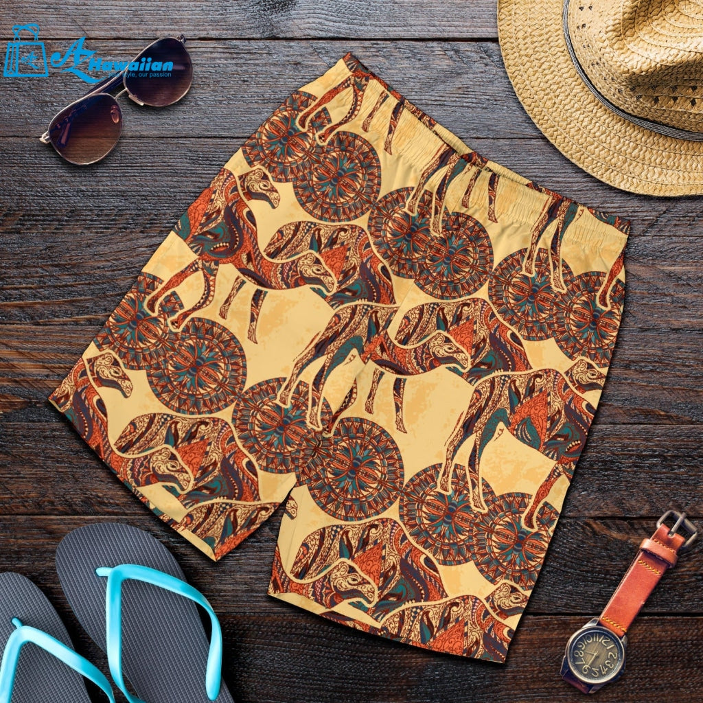 Camel Polynesian Tribal Design Pattern Men Shorts