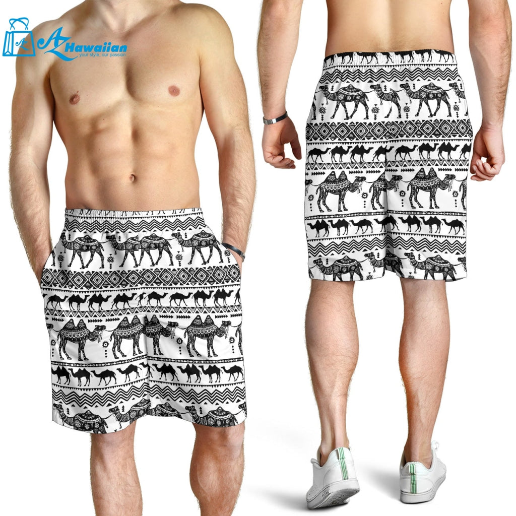 Camel Polynesian Tribal Pattern Men Shorts