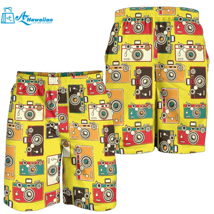 Camera Pattern Print Design 02 Men Shorts