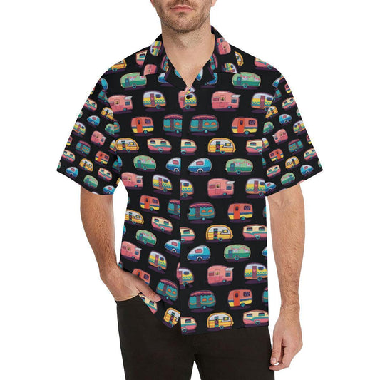 Camper Camping Pattern Hawaiian Shirt