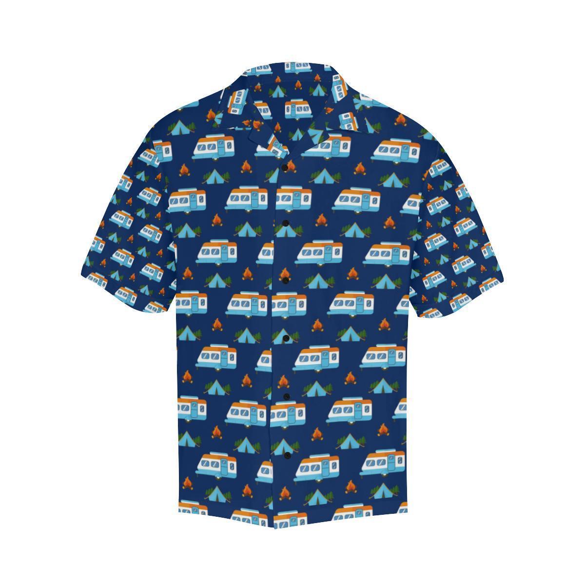 Camper Pattern Camping Themed No 3 Print Hawaiian Shirt