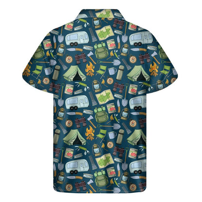 Camping Equipment Pattern Print Mens Short Sleeve Shirt Hawaiian