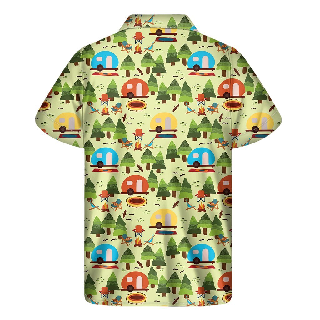 Camping Picnic Pattern Print Mens Short Sleeve Shirt Hawaiian