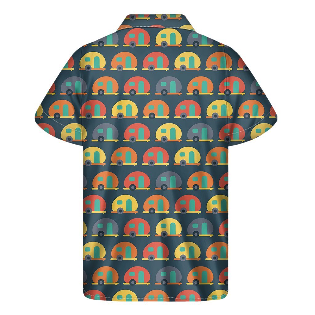 Camping Van Pattern Print Mens Short Sleeve Shirt Hawaiian