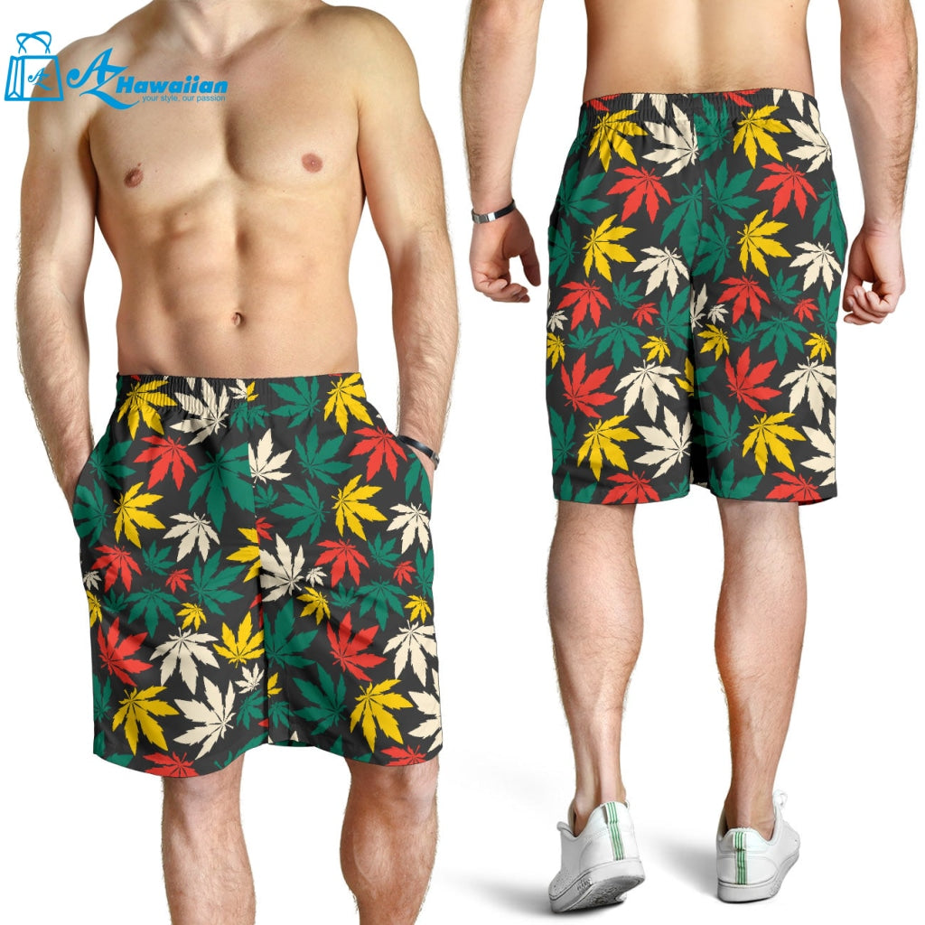 Canabis Marijuana Weed Pattern Print Design 02 Men Shorts