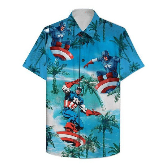 Caption American Surfing Hawaiian Graphic Print Short Sleeve 