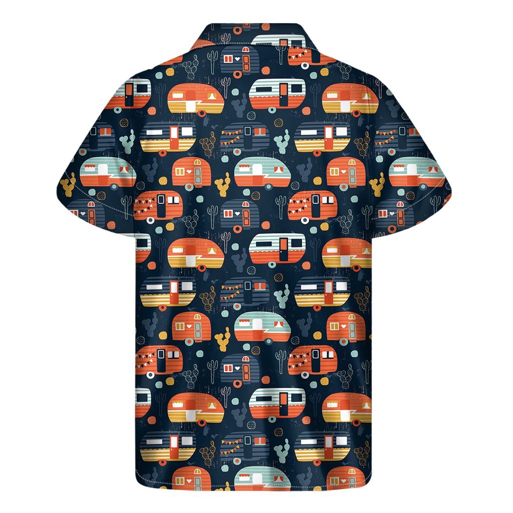 Caravan Camping Pattern Print Mens Short Sleeve Shirt Hawaiian