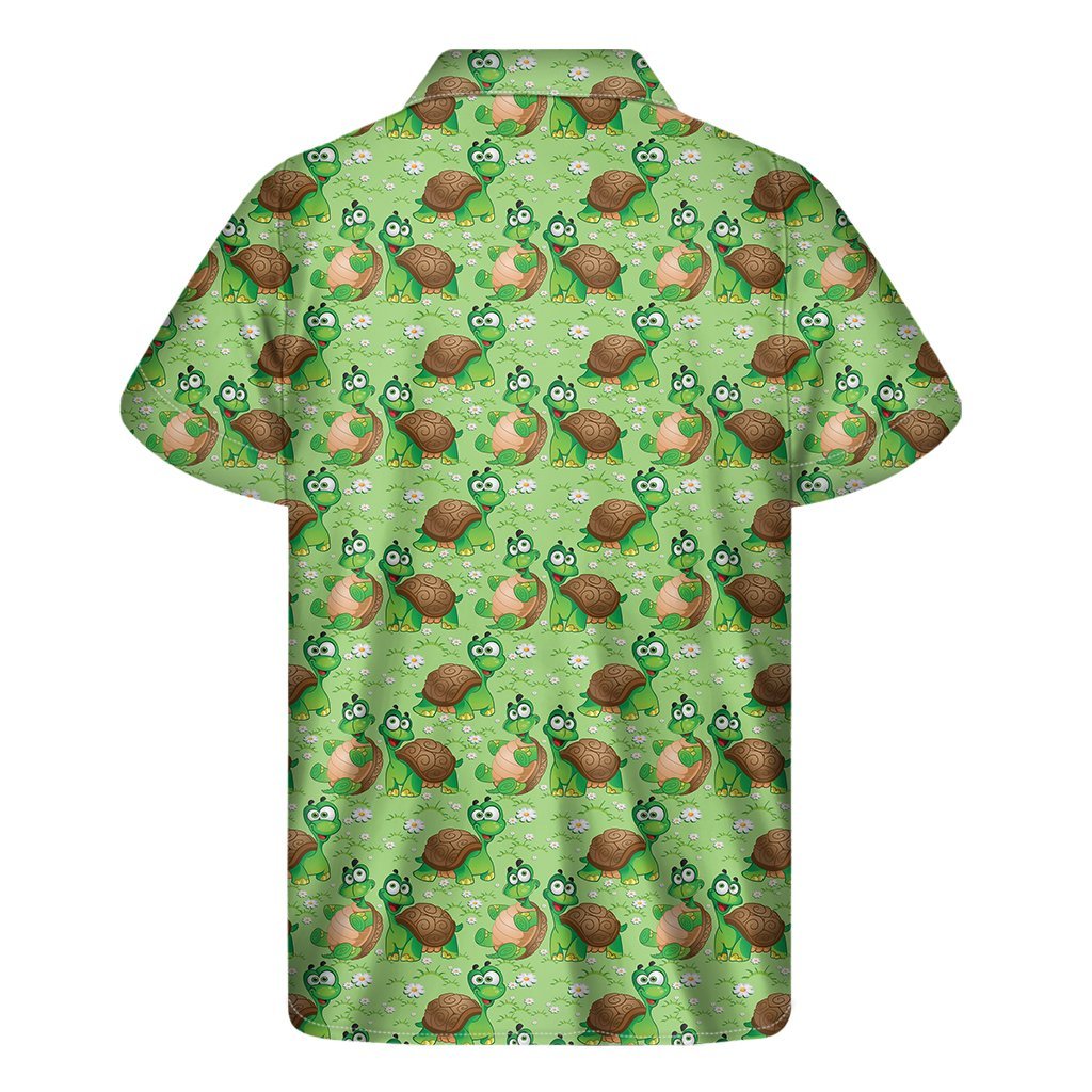 Cartoon Turtle Pattern Print Mens Short Sleeve Shirt Hawaiian