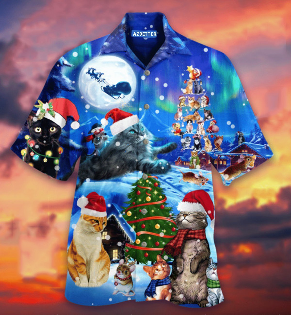 Cat Christmas Santa Hawaiian Shirt | Funny Lover Gift