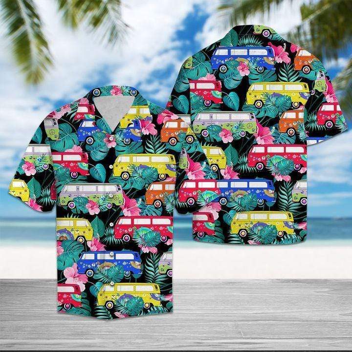 Hippie Bus Hawaiian Aloha Shirts #1311l