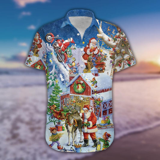 Santa Claus In Farm Hawaiian Aloha Shirts #190421h