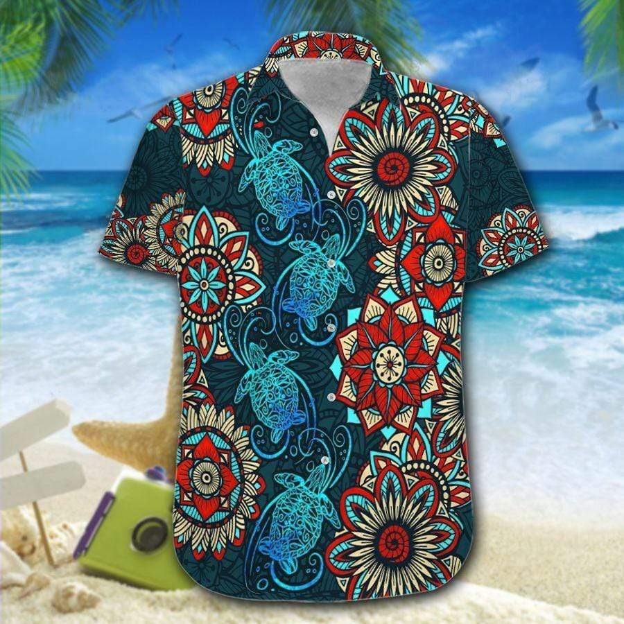 Hawaiian Aloha Shirts Turtle Mandala Cool Art